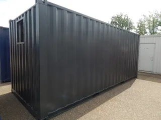 20FT Zeecontainer in het grijs met opening.