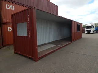 40ft hc zeecontainer open zijkant